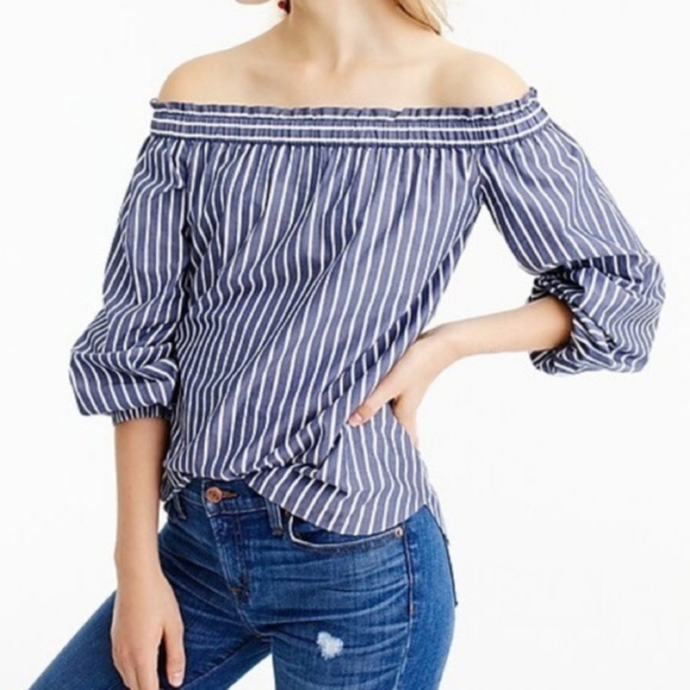 J.Crew Striped Off The Shoulder Top